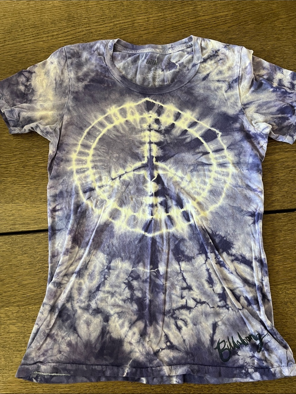 Billabong Tie-Dye Peace Sign Tee - Purple and Cream